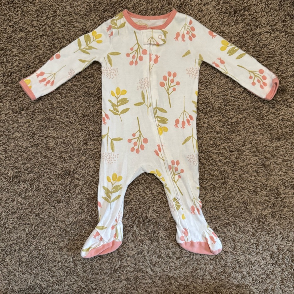 Cloud Island 0-3 Month Floral Footie Baby Onesie with Floral Design